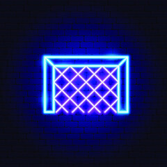 Canvas Print - Football Goal Neon Sign. Vector Illustration of Soccer Promotion.