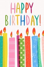 Colorful Candles With Happy Birthday Message Illustration