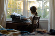 © Lauren Lee/Stocksy - Little girl typing on typewriter keyboard