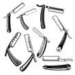 © liubov - Set of barber razors . Design element for poster, emblem, sign, logo, label. Vector illustration