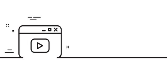 Poster - browser window line icon. video content sign. internet page symbol. minimal line illustration backgr