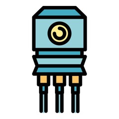 Sticker - Battery voltage regulator icon. Outline battery voltage regulator vector icon color flat isolated