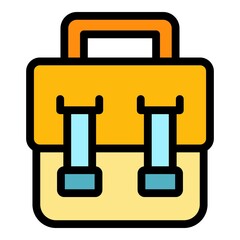Poster - Men laptop bag icon. Outline men laptop bag vector icon color flat isolated
