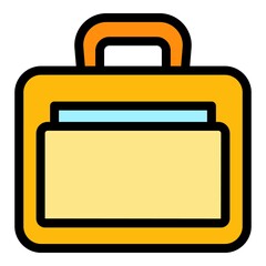 Poster - Suitcase laptop bag icon. Outline suitcase laptop bag vector icon color flat isolated