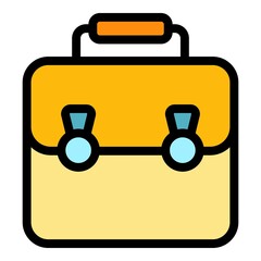 Poster - Leather laptop bag icon. Outline leather laptop bag vector icon color flat isolated
