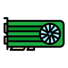 Poster - Video card icon. Outline video card vector icon color flat isolated