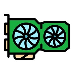 Poster - Computer video card icon. Outline computer video card vector icon color flat isolated