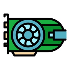 Poster - Integrated gpu icon. Outline integrated gpu vector icon color flat isolated