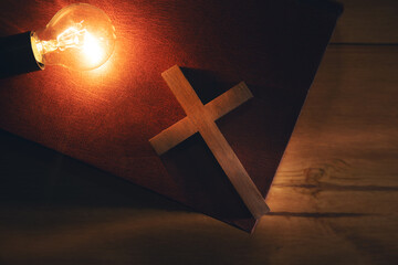 Canvas Print - idea with cross on the Bible