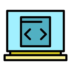 Poster - Open laptop icon. Outline open laptop vector icon color flat isolated