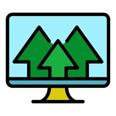 Poster - Arrows monitor icon. Outline arrows monitor vector icon color flat isolated