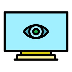 Poster - Eye on monitor icon. Outline eye on monitor vector icon color flat isolated