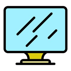 Poster - New monitor icon. Outline new monitor vector icon color flat isolated