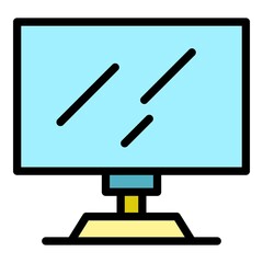 Sticker - Tv monitor icon. Outline tv monitor vector icon color flat isolated