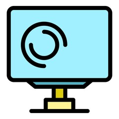 Poster - Monitor device icon. Outline monitor device vector icon color flat isolated