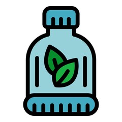 Poster - Mint mouthwash icon. Outline mint mouthwash vector icon color flat isolated