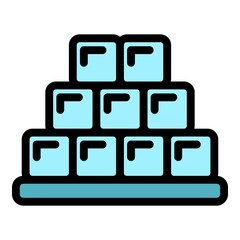 Poster - Ice cubes icon. Outline ice cubes vector icon color flat isolated