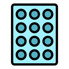 Poster - Drink ice tray icon. Outline drink ice tray vector icon color flat isolated