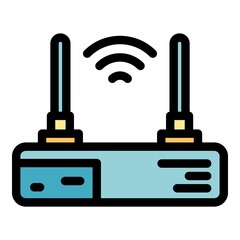 Poster - Internet router icon. Outline internet router vector icon color flat isolated