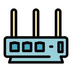 Poster - Wifi router icon. Outline wifi router vector icon color flat isolated