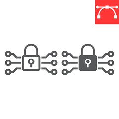Poster - Data encryption line and glyph icon, padlock and protection, encryption vector icon, vector graphics, editable stroke outline sign, eps 10.