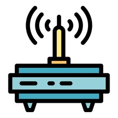Poster - Hotspot router icon. Outline hotspot router vector icon color flat isolated