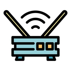 Poster - Connection modem icon. Outline connection modem vector icon color flat isolated