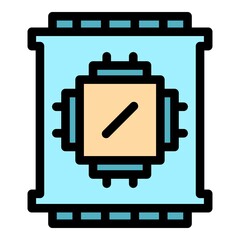 Poster - Computer processor icon. Outline computer processor vector icon color flat isolated