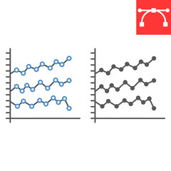 Poster - Market analytics line and glyph icon, diagram and marketing, market analysis vector icon, vector graphics, editable stroke outline sign, eps 10.