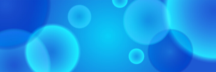 Poster - Blue abstract banner background with circle bokeh light