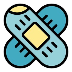 Poster - Bandage plaster icon. Outline bandage plaster vector icon color flat isolated