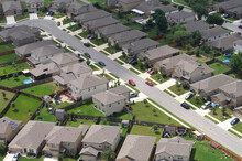 USA, Texas,San Antonio, Aerial View Ofsuburban Homes In Summer