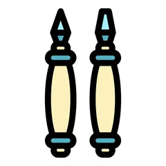 Poster - Tools for calligraphy icon. Outline tools for calligraphy vector icon thin line color flat on white