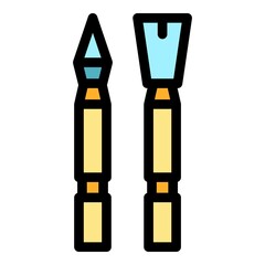 Poster - Pen and brush icon. Outline pen and brush vector icon color flat isolated