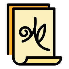 Poster - Calligraphy paper icon. Outline calligraphy paper vector icon color flat isolated