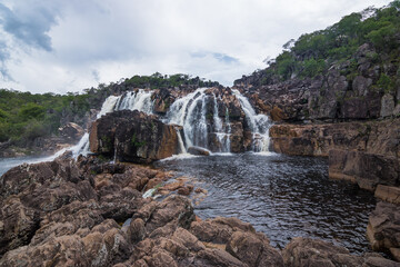 Wall Mural - View of the Cariocas Waterfall at Chapada dos Veadeiros (Deers Tableland) - Goiás, Brazil