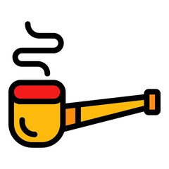 Poster - Luxury smoking pipe icon. Outline luxury smoking pipe vector icon color flat isolated
