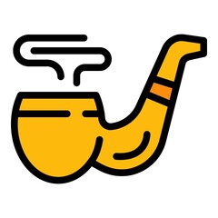 Poster - Wooden smoking pipe icon. Outline wooden smoking pipe vector icon color flat isolated