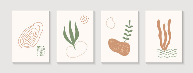 Wall Mural - abstract minimalist hand drawn vector posters. contemporary wall art with organic shapes