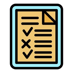 Poster - College exam test icon. Outline college exam test vector icon color flat isolated