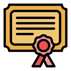 Poster - Graduation diploma icon. Outline graduation diploma vector icon color flat isolated