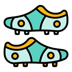 Poster - Football boots icon. Outline football boots vector icon color flat isolated