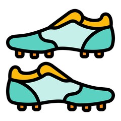 Poster - rugby boots icon. outline rugby boots vector icon color flat isolated
