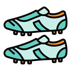 Poster - fashion football boots icon. outline fashion football boots vector icon color flat isolated