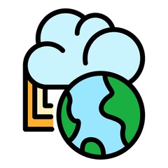 Wall Mural - Global cloud icon. Outline global cloud vector icon color flat isolated