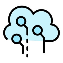 Poster - Digital data cloud icon. Outline digital data cloud vector icon color flat isolated