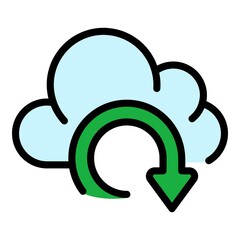 Poster - Recovery data cloud icon. Outline recovery data cloud vector icon color flat isolated