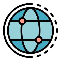 Poster - Media global network icon. Outline media global network vector icon color flat isolated