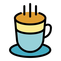 Sticker - Tea drink icon. Outline tea drink vector icon color flat isolated