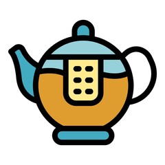 Sticker - Transparent tea pot icon. Outline transparent tea pot vector icon color flat isolated